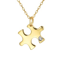 Naszyjnik puzzel z diamentem (N09554 Y C 0,002ct) - zdjęcie: 2