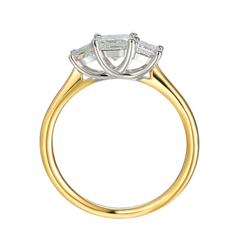 Pierścionek z diamentami princess cut (R66195 YW)