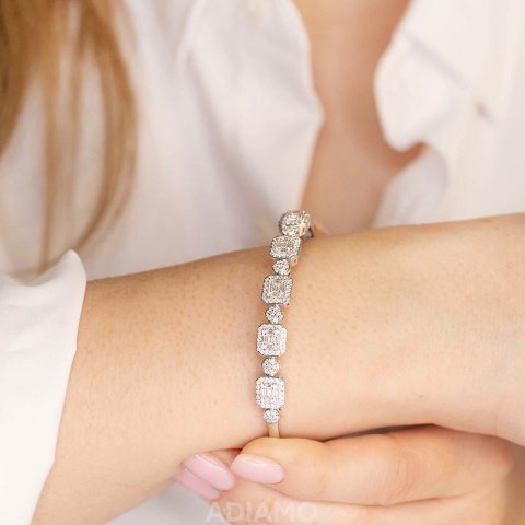 Bransoletka bangle z diamentami (B08494 W)