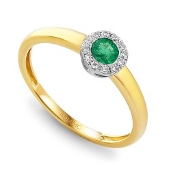 Pierścionek ze szmaragdem i diamentami (R32963 YW EM): 9 - zdjęcie: 2