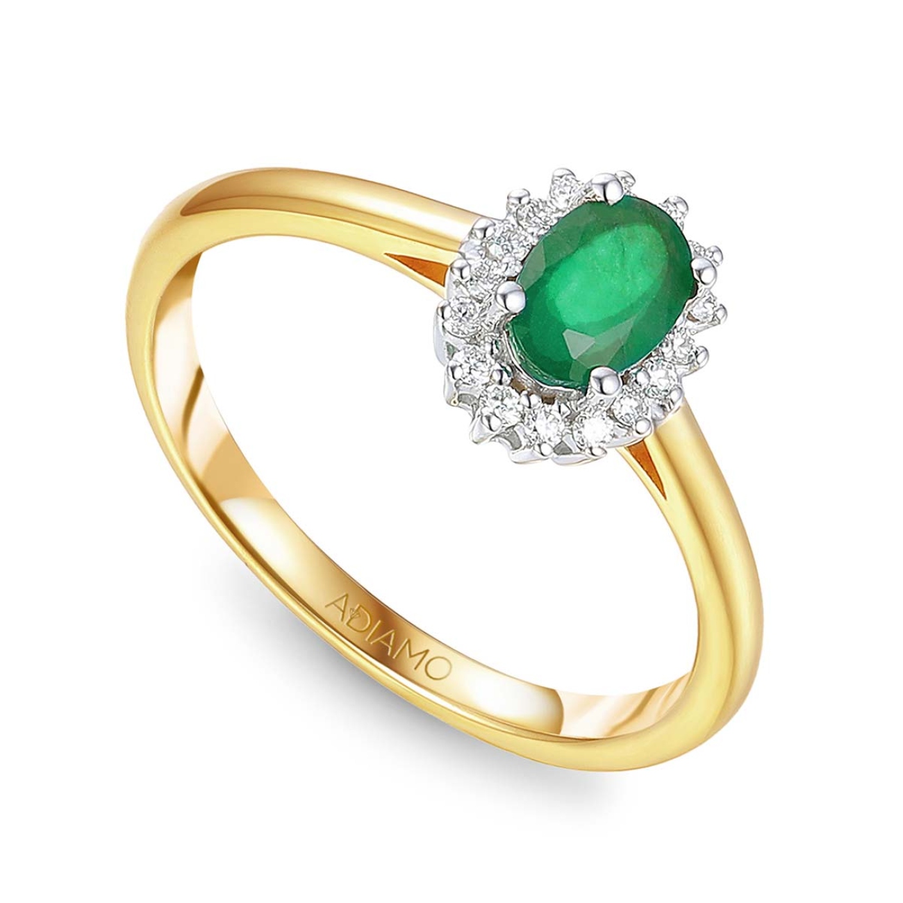 Pierścionek ze szmaragdem i diamentami (R37507 YW EM): 16