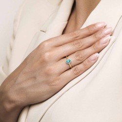 Pierścionek ze szmaragdem i diamentami (R37507 YW EM): 16 - zdjęcie: 3