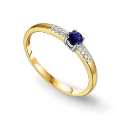 Pierścionek z szafirem i diamentami (R30620 YW SA): 7 - zdjęcie: 2