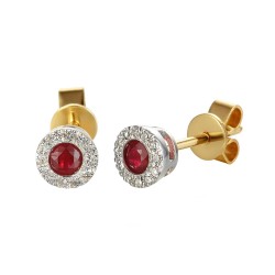 Kolczyki z rubinami i diamentami (E32963 YW S RU) - zdjęcie: 2