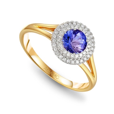 Pierścionek z tanzanitem i diamentami (R57736 YW T)