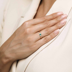 Pierścionek ze szmaragdem i diamentami (R37973 YW EM): 9 - zdjęcie: 5