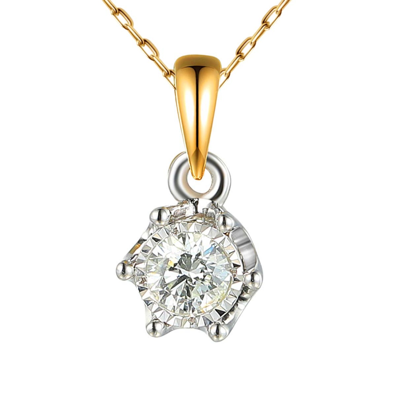 Zawieszka z dwukolorowego złota z diamentem w szlifie brylantowym 0,18 ct (P88312 YW 0,18ct)