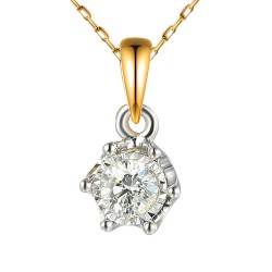 Zawieszka z dwukolorowego złota z diamentem w szlifie brylantowym 0,18 ct (P88312 YW 0,18ct) - zdjęcie: 2