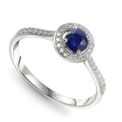 Pierścionek halo z szafirem i diamentami (R61659 W SA)