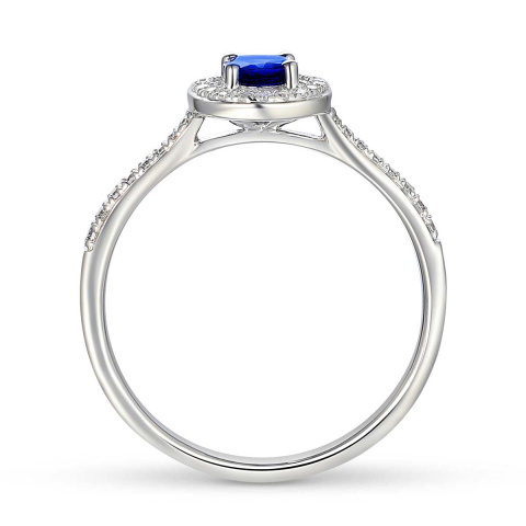 Pierścionek halo z szafirem i diamentami (R61659 W SA)