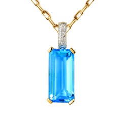 Zawieszka z niebieskim topazem i diamentami (P73287 Y BT) - zdjęcie: 2