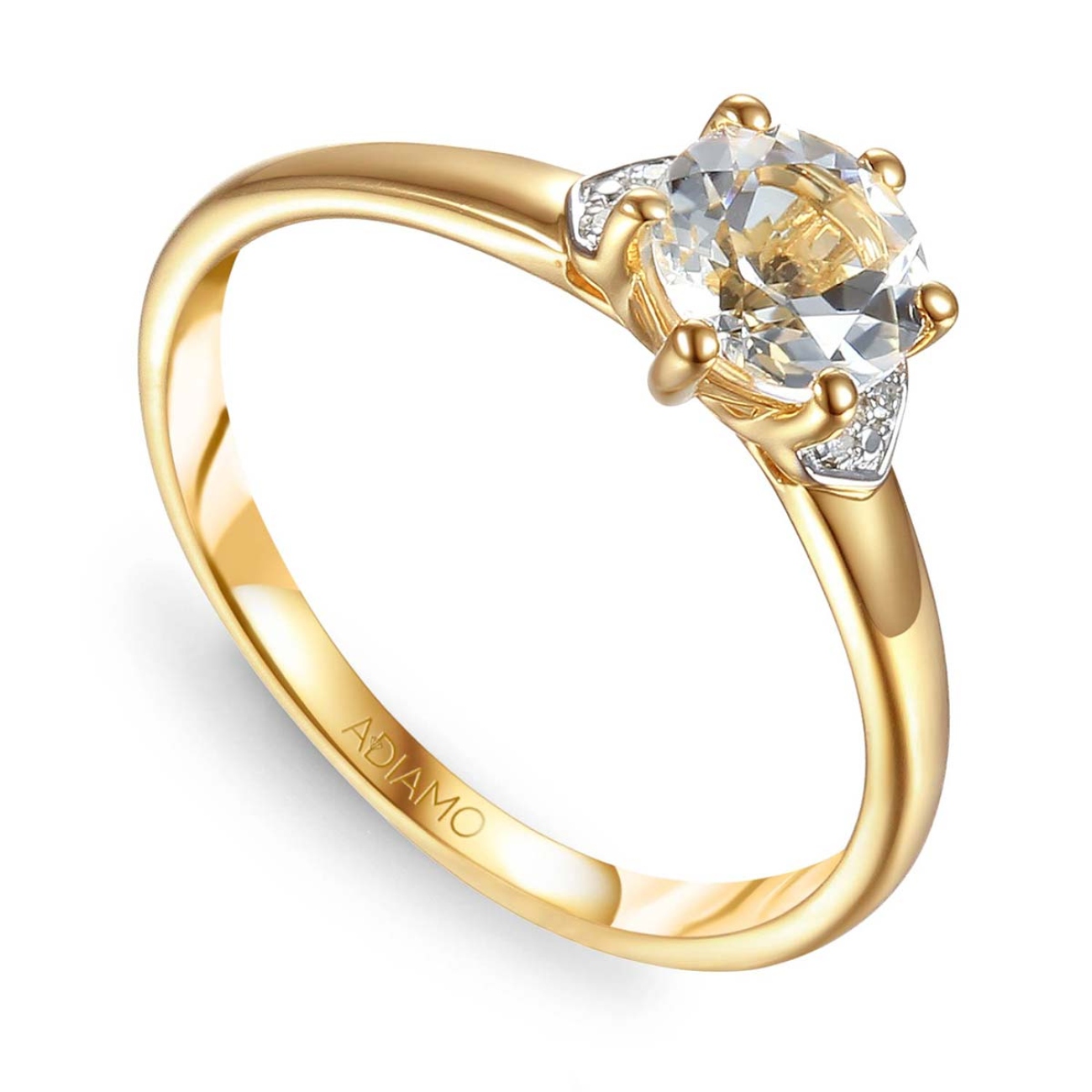 Pierścionek z białym topazem i diamentami (R73493 Y WT): 10