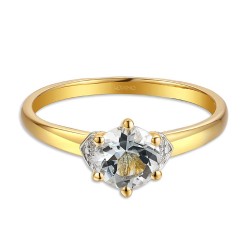 Pierścionek z białym topazem i diamentami (R73493 Y WT): 10 - zdjęcie: 4