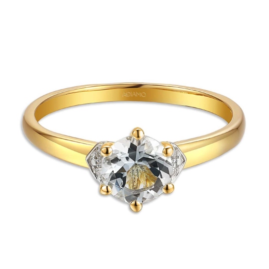 Pierścionek z białym topazem i diamentami (R73493 Y WT): 10