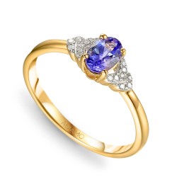 Pierścionek z tanzanitem i diamentami (R59732 Y T) - zdjęcie: 2