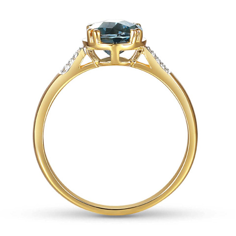 Pierścionek z london blue topazem i diamentami (R82457 Y LBT)