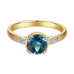 Pierścionek z london blue topazem i diamentami (R82457 Y LBT): 22 - zdjęcie: 4