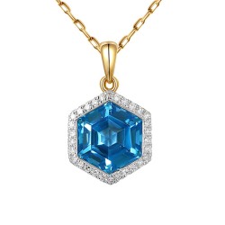 Zawieszka z niebieskim topazem i diamentami (P84152 Y BT) - zdjęcie: 2