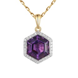 Zawieszka z ametystem i diamentami (P84152 Y AM) - zdjęcie: 2