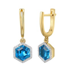Kolczyki z niebieskimi topazami i diamentami (E84152 Y A BT) - zdjęcie: 2