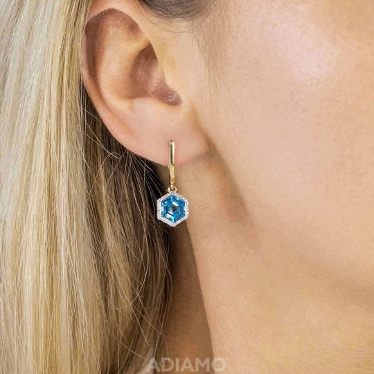 Kolczyki z niebieskimi topazami i diamentami (E84152 Y A BT)