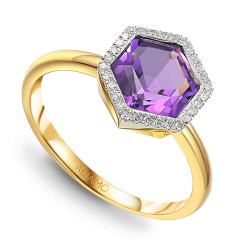 Pierścionek z ametystem i diamentami (R84152 Y AM): 10 - zdjęcie: 2