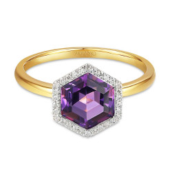 Pierścionek z ametystem i diamentami (R84152 Y AM): 10 - zdjęcie: 4
