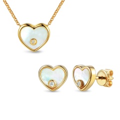 Komplet biżuterii z masa perłową i diamentami (Komplet E82415 N09547)