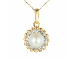 Zawieszka z perłą i diamentami (P81520 Y PL) - zdjęcie: 2