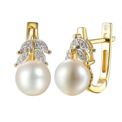 Kolczyki z perłami i diamentami (E90861 Y A PL) - zdjęcie: 2