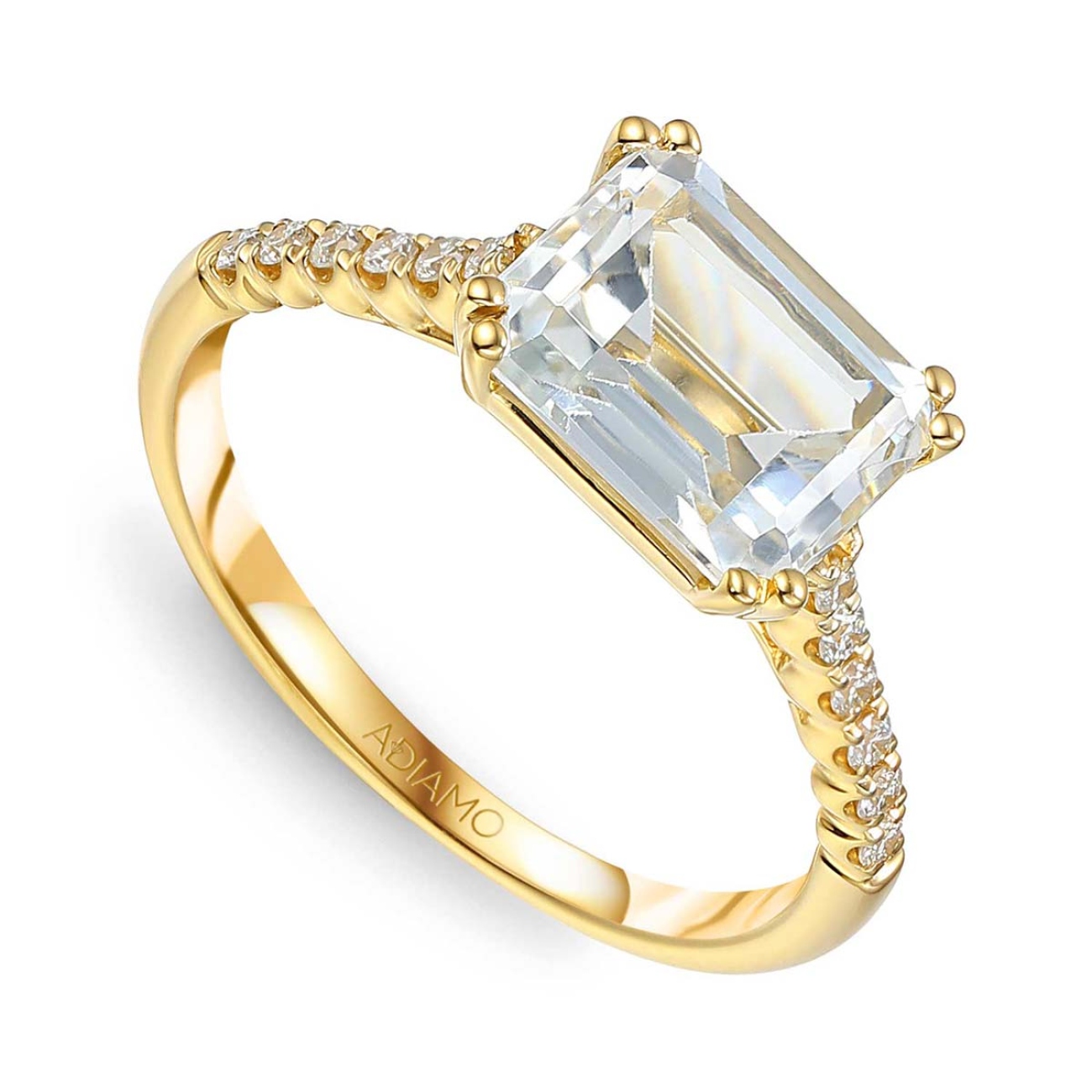 Pierścionek z białym topazem i diamentami (R86442 Y WT): 10