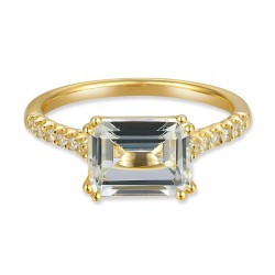 Pierścionek z białym topazem i diamentami (R86442 Y WT): 10 - zdjęcie: 4