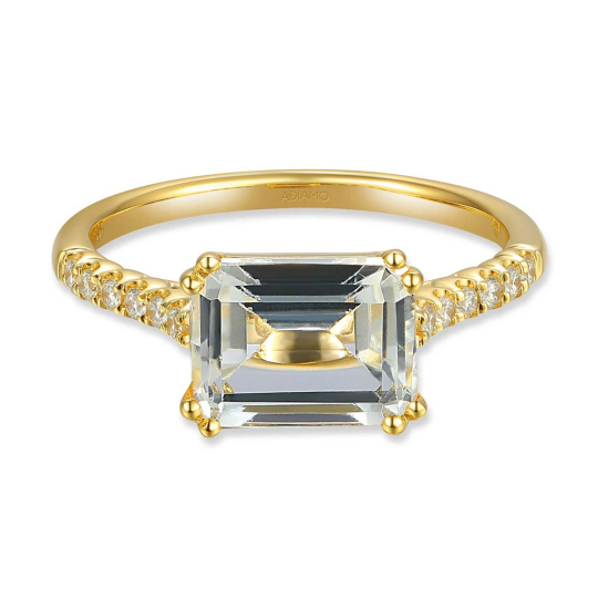 Pierścionek z białym topazem i diamentami (R86442 Y WT): 10