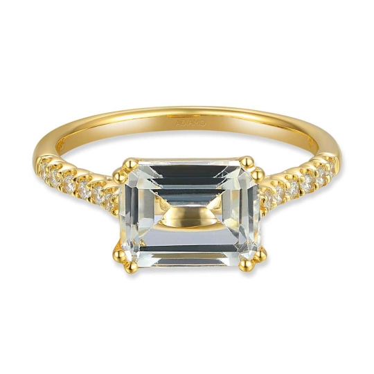 Pierścionek z białym topazem i diamentami (R86442 Y WT): 10