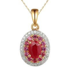 Zawieszka z rubinem, rodolitami i diamentami (P90189 Y RU) - zdjęcie: 2