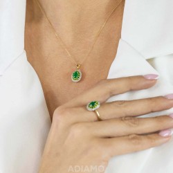 Zawieszka ze szmaragdem, diopsydami i diamentami (P90189 Y EM) - zdjęcie: 3