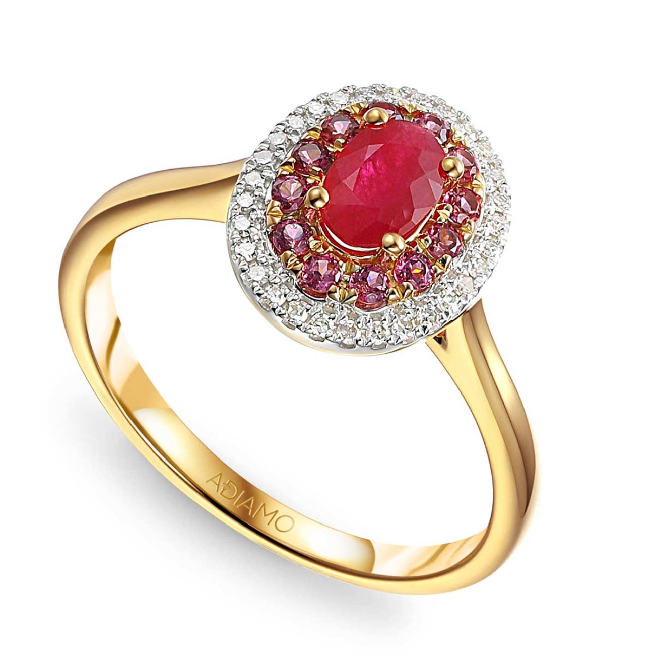 Pierścionek z rubinem, rodolitami i diamentami (R90189 Y RU): 10