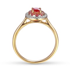 Pierścionek z rubinem, rodolitami i diamentami (R90189 Y RU)