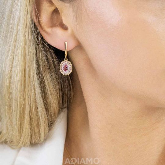 Kolczyki z różowymi turmalinami i ametystami oraz diamentami (E90187 Y A PTM)