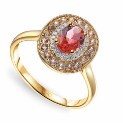 Pierścionek z turmalinem, różowymi ametystami i diamentami (R90187 Y PTM): 22 - zdjęcie: 2