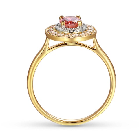 Pierścionek z turmalinem, różowymi ametystami i diamentami (R90187 Y PTM)