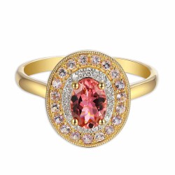 Pierścionek z turmalinem, różowymi ametystami i diamentami (R90187 Y PTM): 22 - zdjęcie: 4