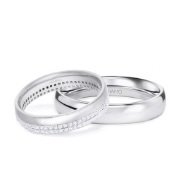 Obrączki ślubne, białe złoto, diamenty, 4mm i 4mm (O-R50870 W): 9, 25 - zdjęcie: 2