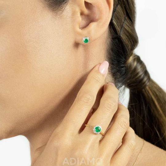 Pierścionek ze szmaragdem i diamentami (R62900 Y M EM): 10