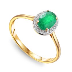 Pierścionek ze szmaragdem i diamentami (R62898 Y M EM): 8 - zdjęcie: 2