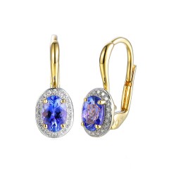 Kolczyki z tanzanitami i diamentami (E62898 Y P M T) - zdjęcie: 2