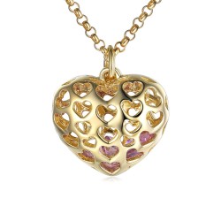 Naszyjnik serce z różowymi ametystami (N09779 Y PAM) - zdjęcie: 2