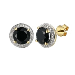 Kolczyki z czarnym agatem i diamentami (E75601 Y S BAG) - zdjęcie: 2