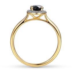 Pierścionek z czarnym agatem i diamentami (R62900 Y M BAG): 8 - zdjęcie: 5