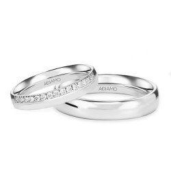 Obrączki ślubne, białe złoto, diamenty, 3,5mm i 3,5mm (O-R73457 W): 9, 25 - zdjęcie: 2